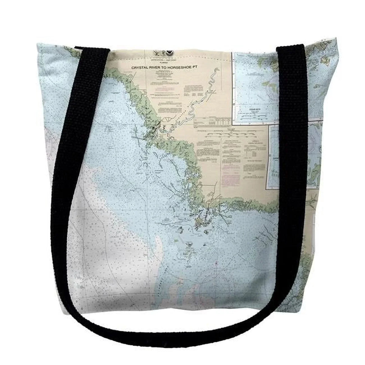16 x 16 in. Crystal River to Horseshoe Point; FL Nautical Map Tote Bag - Medium