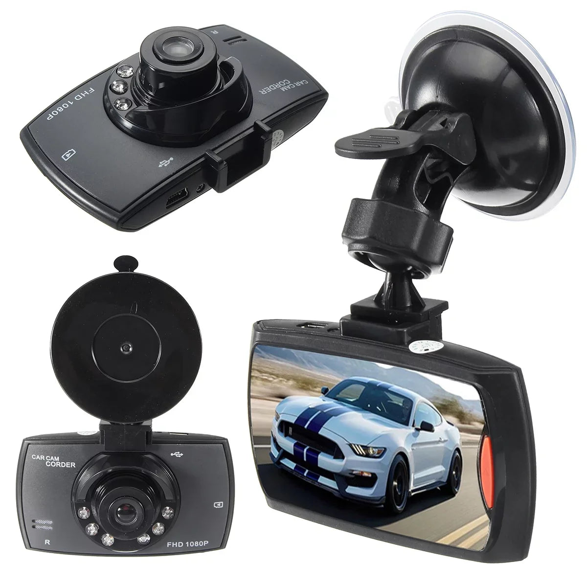 1080P Dual Lens DVR Dash Cam Video Recorder IR Night Vision 6 LED Camera