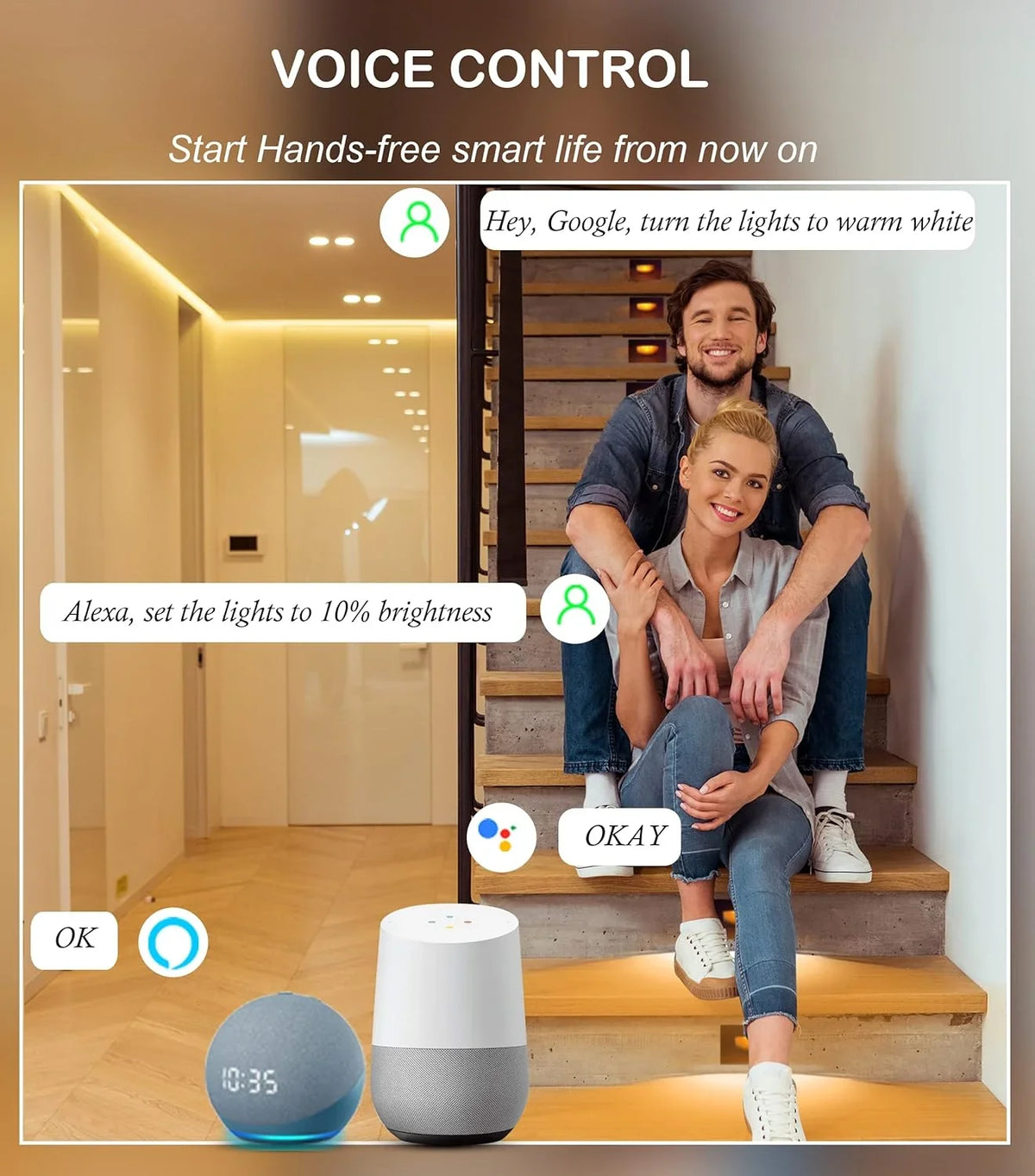 120V Indoor Outdoor Smart LED Step Lights; RGBCW Color Changing Stair Lights;3W 2700K-6500K;Hub Included;Compatible with and Google Home Assistant; 6 Pack