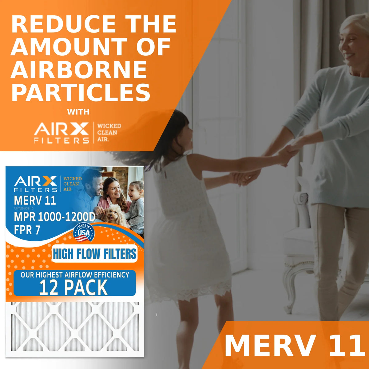 14x20x1 Air Filter MERV 11 Rating; 12 Pack of Furnace Filters Comparable to MPR 1000; MPR 1200; FPR 7; High Efficiency 12 Pack of Furnace Filters Made in USA by AIRX FILTERS WICKED CLEAN AIR.