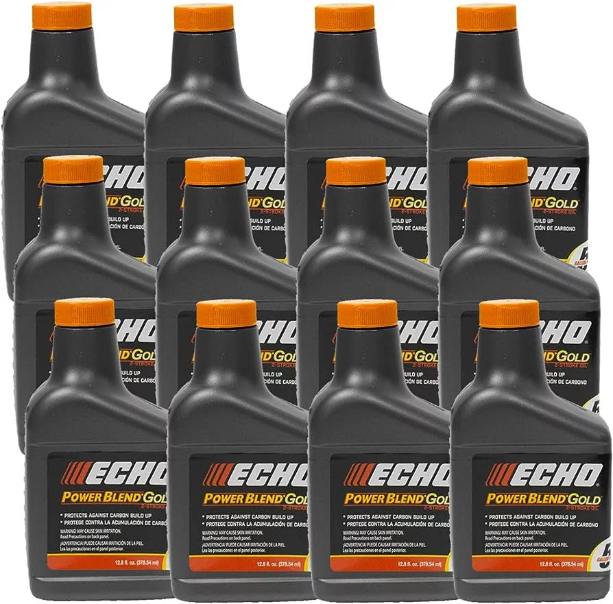 12 Pack of Echo PowerBlend Gold 2-Stroke Engine Oil 12.8 oz Bottle 50:1 Mix for 5 Gallons 6450005GDS