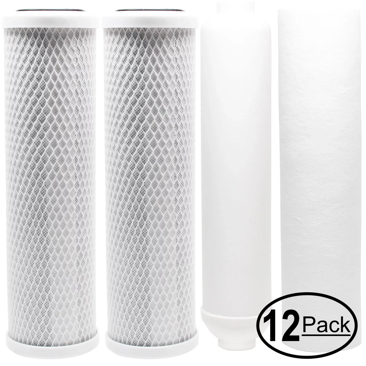 12-Pack Replacement for Filter Kit for Watts RO-TFM-5SV RO System - Includes Carbon Block Filters; PP Sediment Filter & Inline Filter Cartridge - Denali Pure Brand