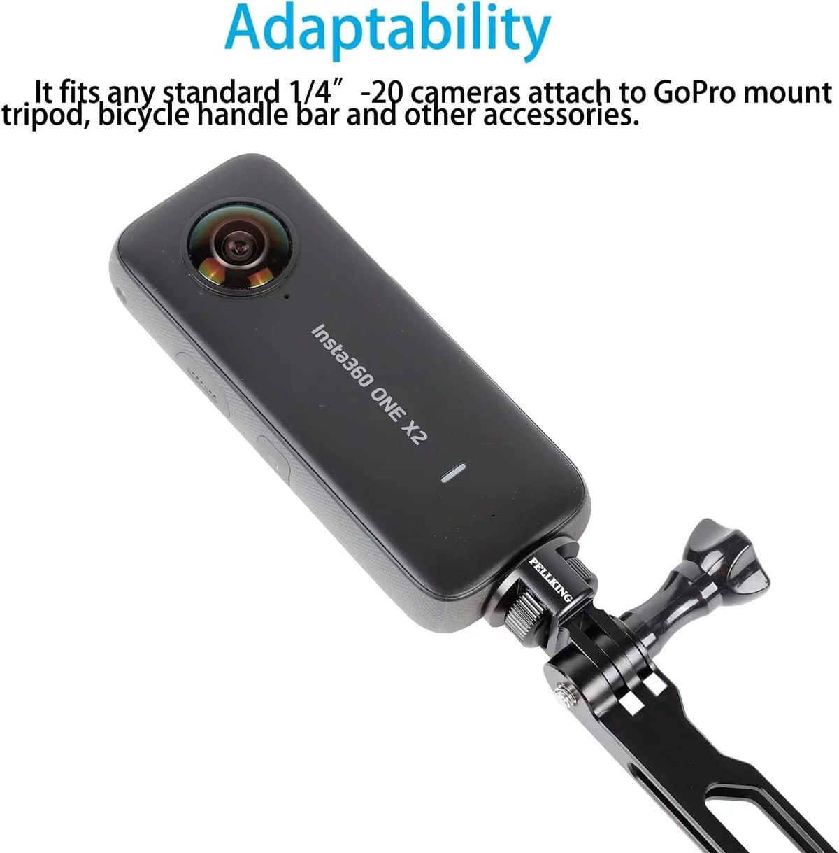 1/4" Adapter Screw Head Camera Mount; CNC Aluminum Alloy Tripod Conversion Adapter for Insta360 One X3 X2 X/