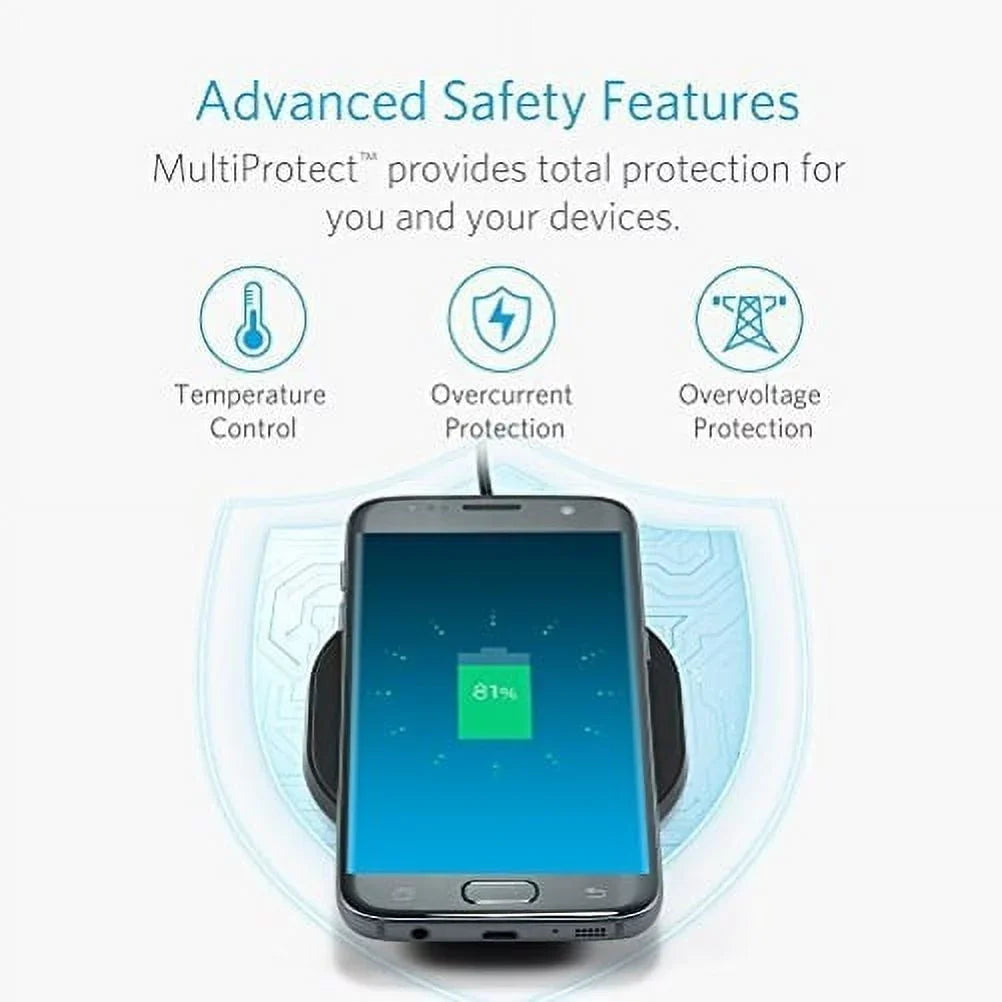 10W Wireless Charger Ultra Slim Fast Charging Pad w 34W 6.8Amp 3-Port Home Wall Travel USB Charger w Fast Port G1P for Nokia Lumia 930 920 1520 1020 - Razer Phone 2 - Samsung Galaxy S9+ S9