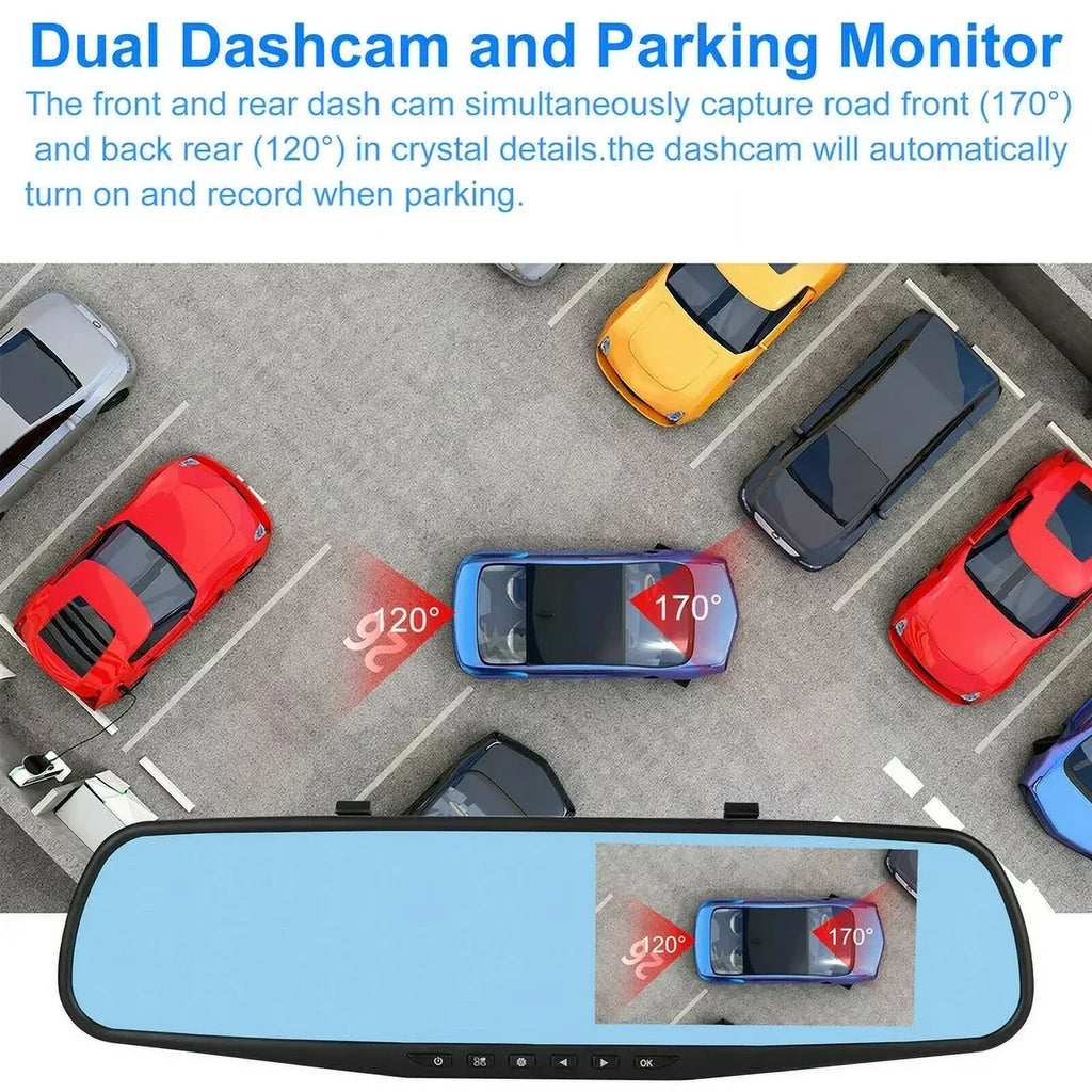 1080P Rearview Mirror Car Camera 4.3" Dash Cam for Cars Trucks; 170°Wide Angle Dual Lens Car Cam Front Rear DVR Monitor; Night Vision; Parking Monitor; G-sensor; Motion Detection