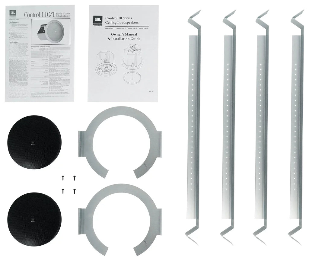 (10) JBL CONTROL 14C/T-BK 4" 25w 70v In-Ceiling Speakers+Amplifier