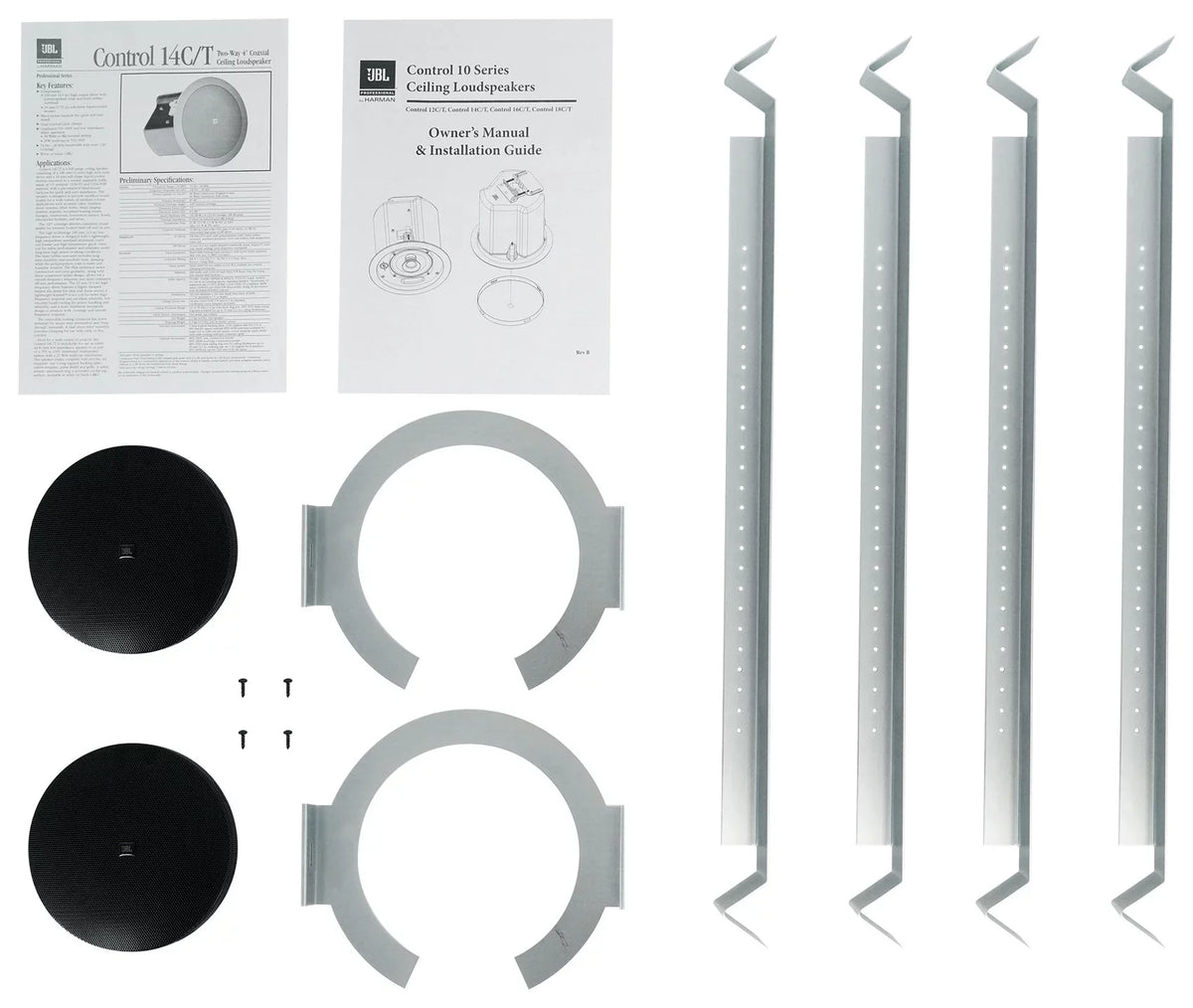 (10) JBL CONTROL 14C/T-BK 4" 25w 70v In-Ceiling Speakers+Amplifier