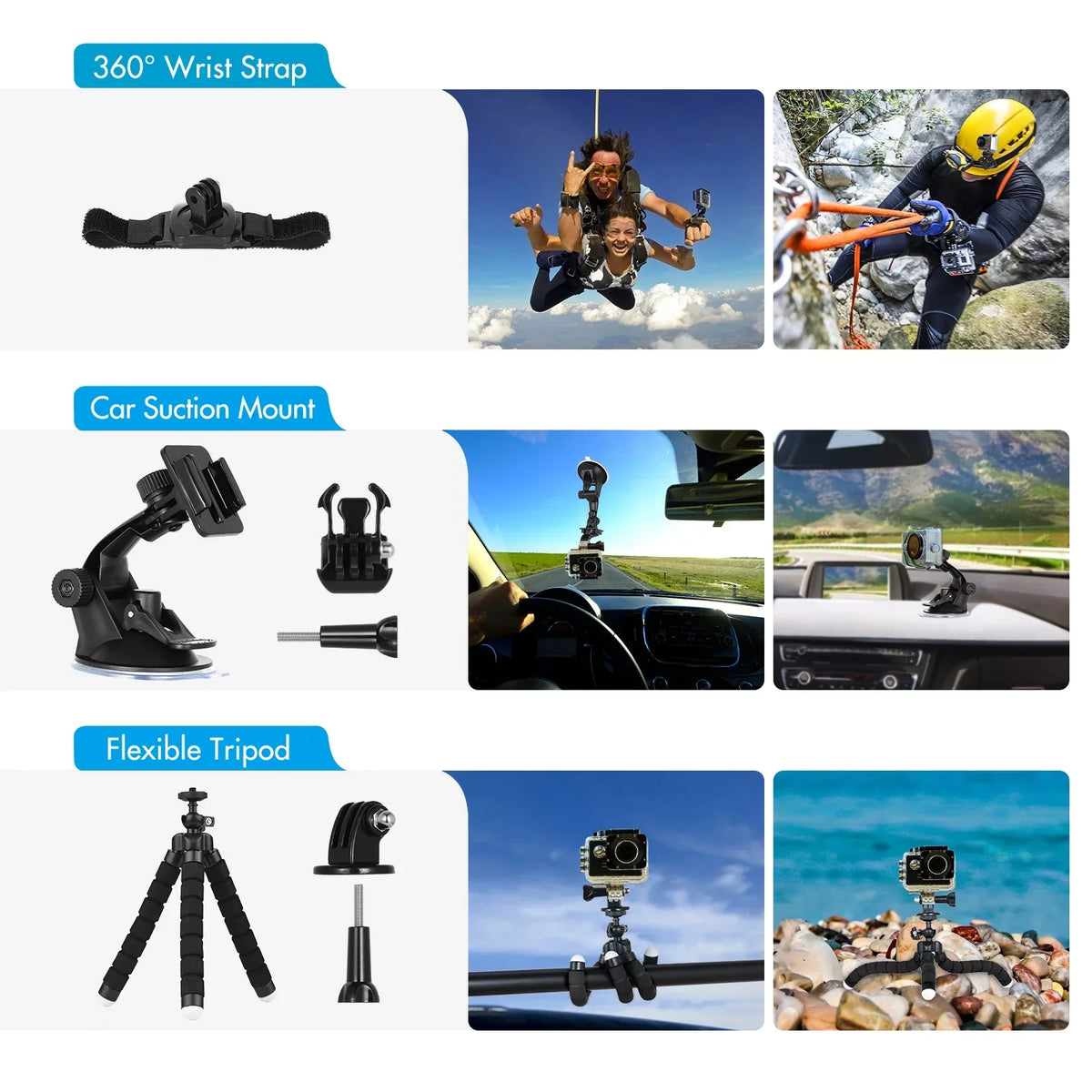 Anself Action Accessories Kit Sports Accessories Set with Waterproop Housing Silicone Protective Case Selfie Stick Various Mount Bracket and More Replacement for GoPro Hero 109 with