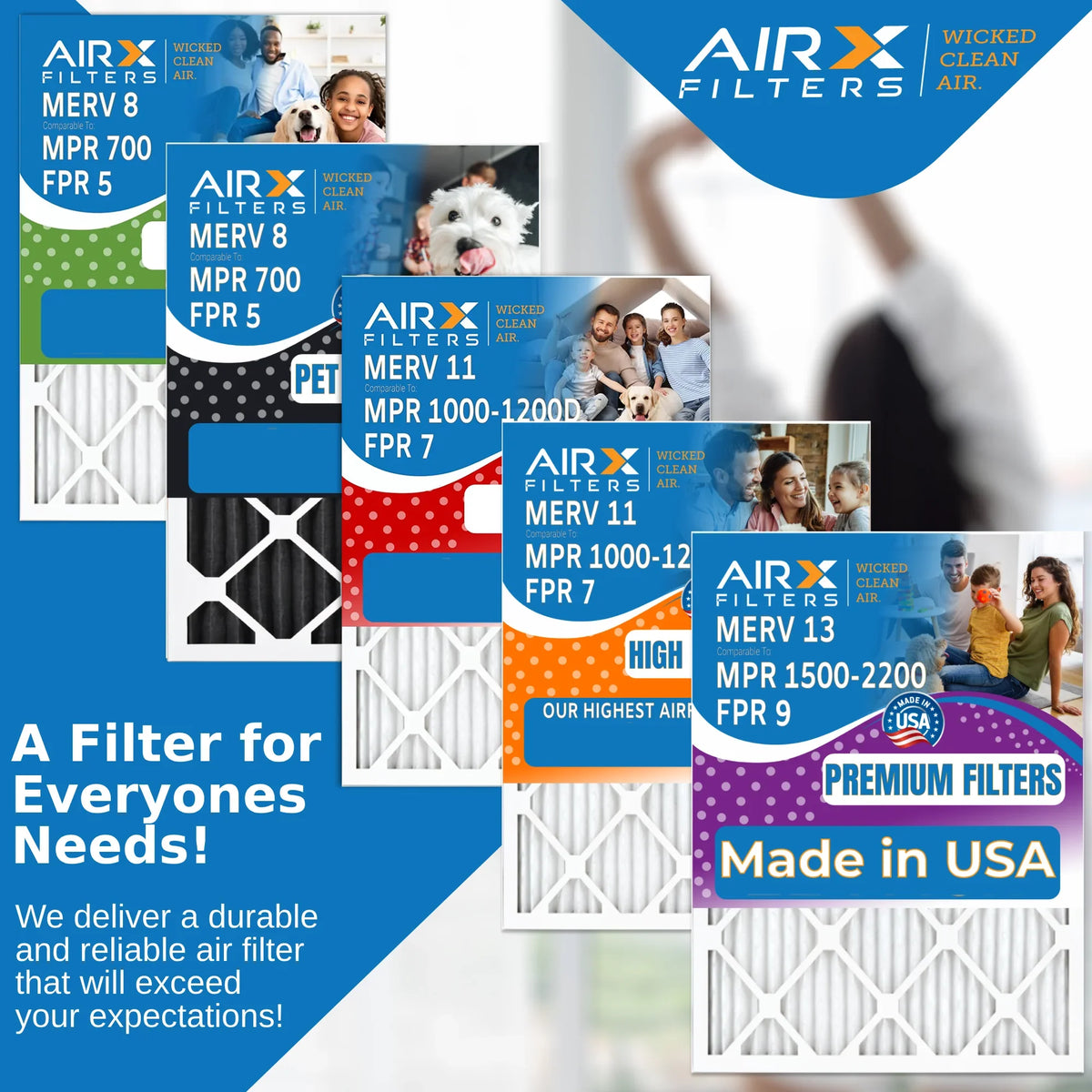 12x24x1 Air Filter MERV 8 Comparable to MPR 700 & FPR 5 Electrostatic Pleated Air Conditioner Filter 6 Pack HVAC AC Premium USA Made 12x24x1 Furnace Filters by AIRX FILTERS WICKED CLEAN AIR.
