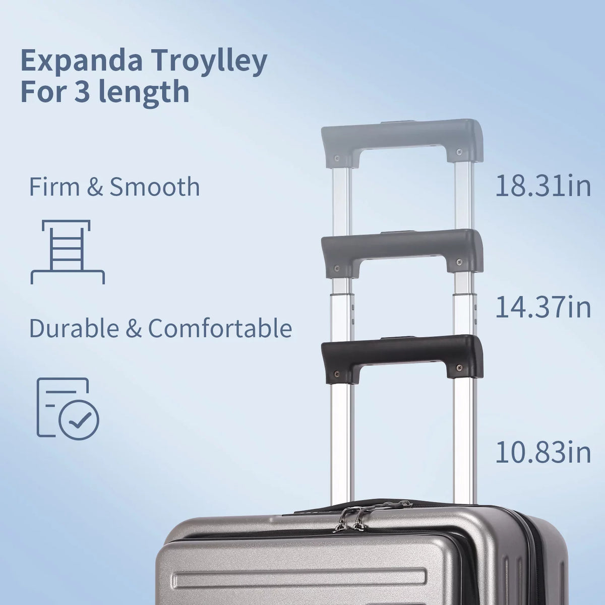 2 Piece 20/24 Luggage Set; Only 20 with Front Laptop Pocket & Expandle; Lightweight ABS+PC Hardshell Suitcase with TSA Lock & Spinner Wheels; 20 cm 37~41L + 24 cm 65L;Dark Grey