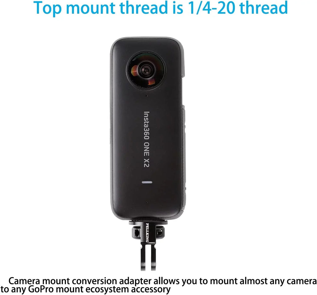 1/4" Adapter Screw Head Camera Mount; CNC Aluminum Alloy Tripod Conversion Adapter for Insta360 One X3 X2 X/