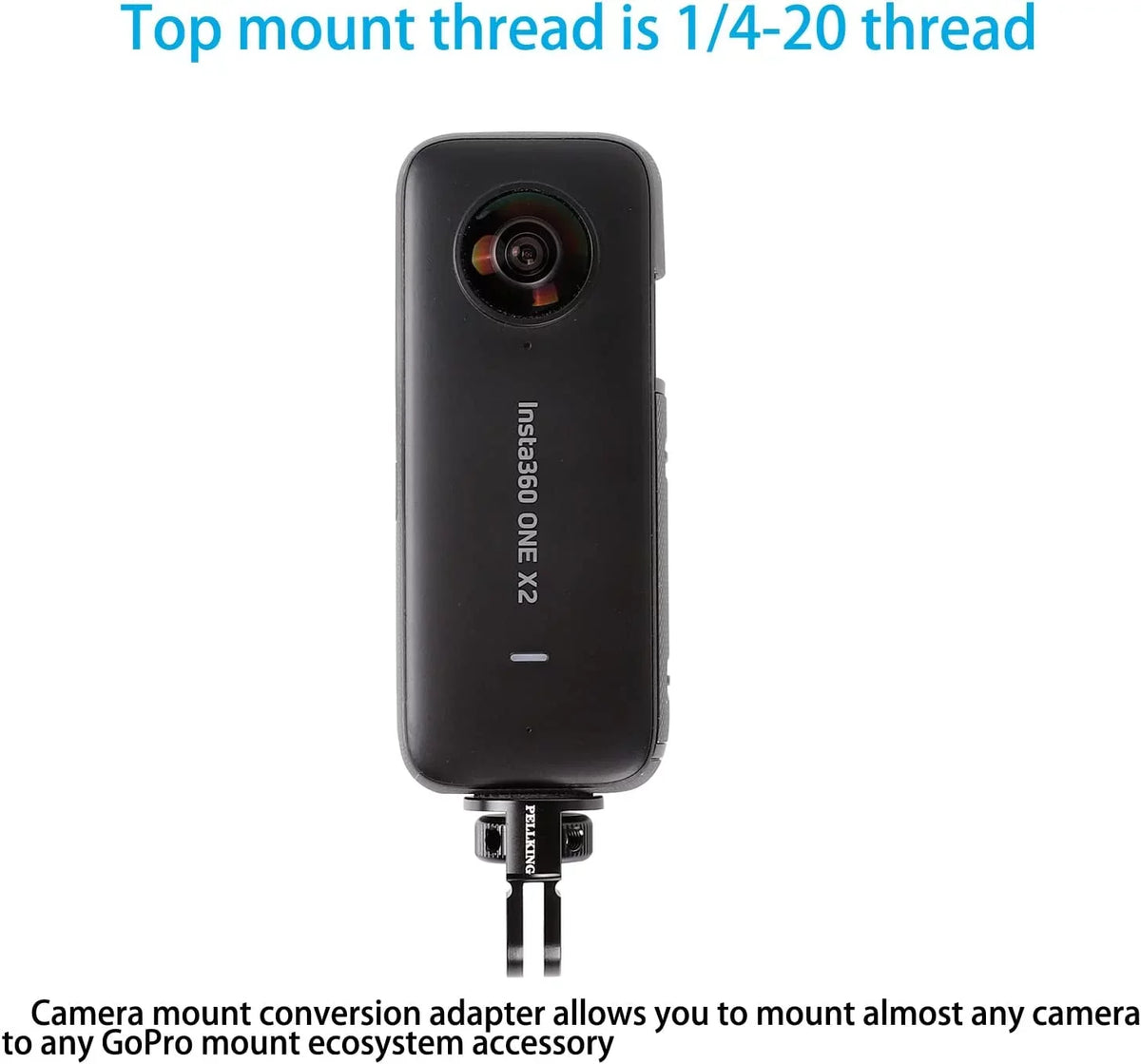 1/4" Adapter Screw Head Camera Mount; CNC Aluminum Alloy Tripod Conversion Adapter for Insta360 One X3 X2 X/