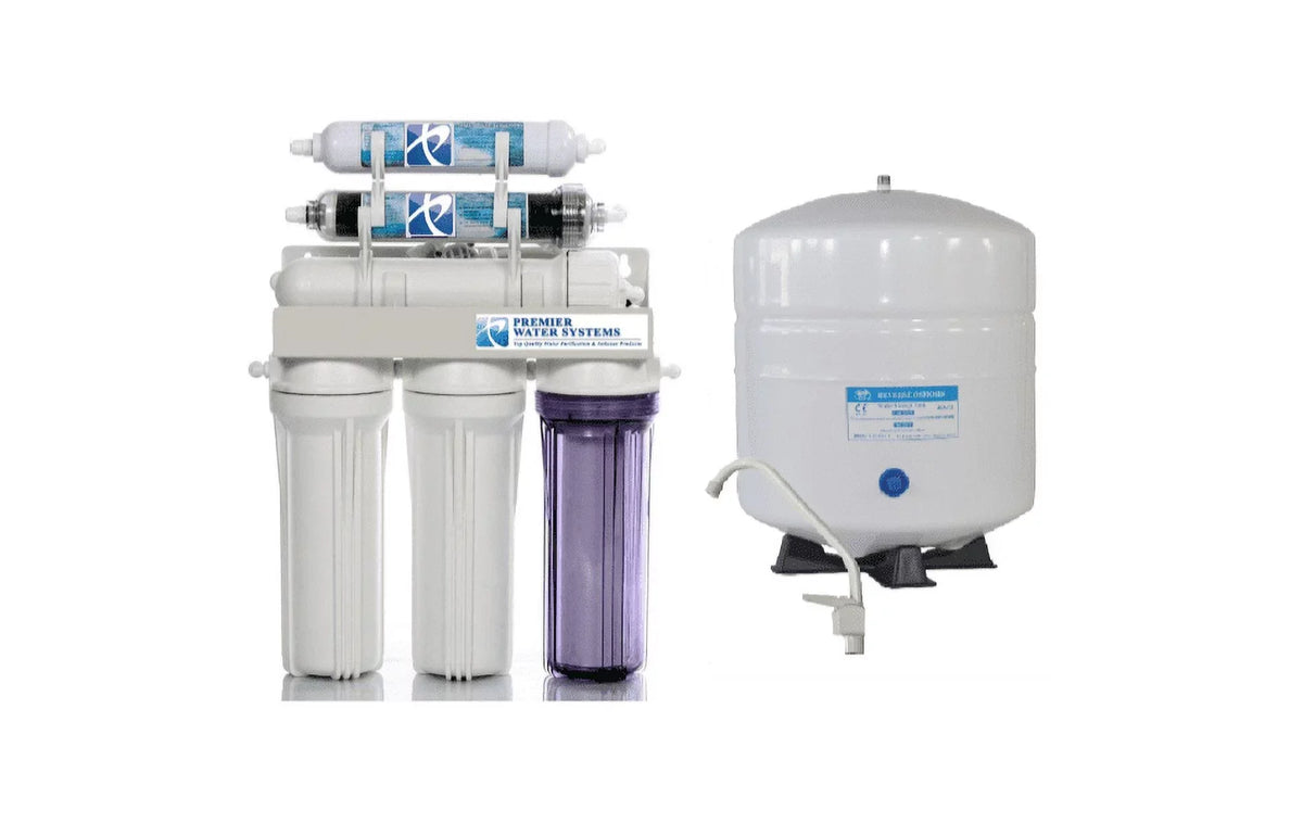 100 GPD - 6 Stage Dual Outlet Use (Drinking & 0 PPM Reef/Deionization) Reverse Osmosis Water Filter System (RO/DI) + Tank