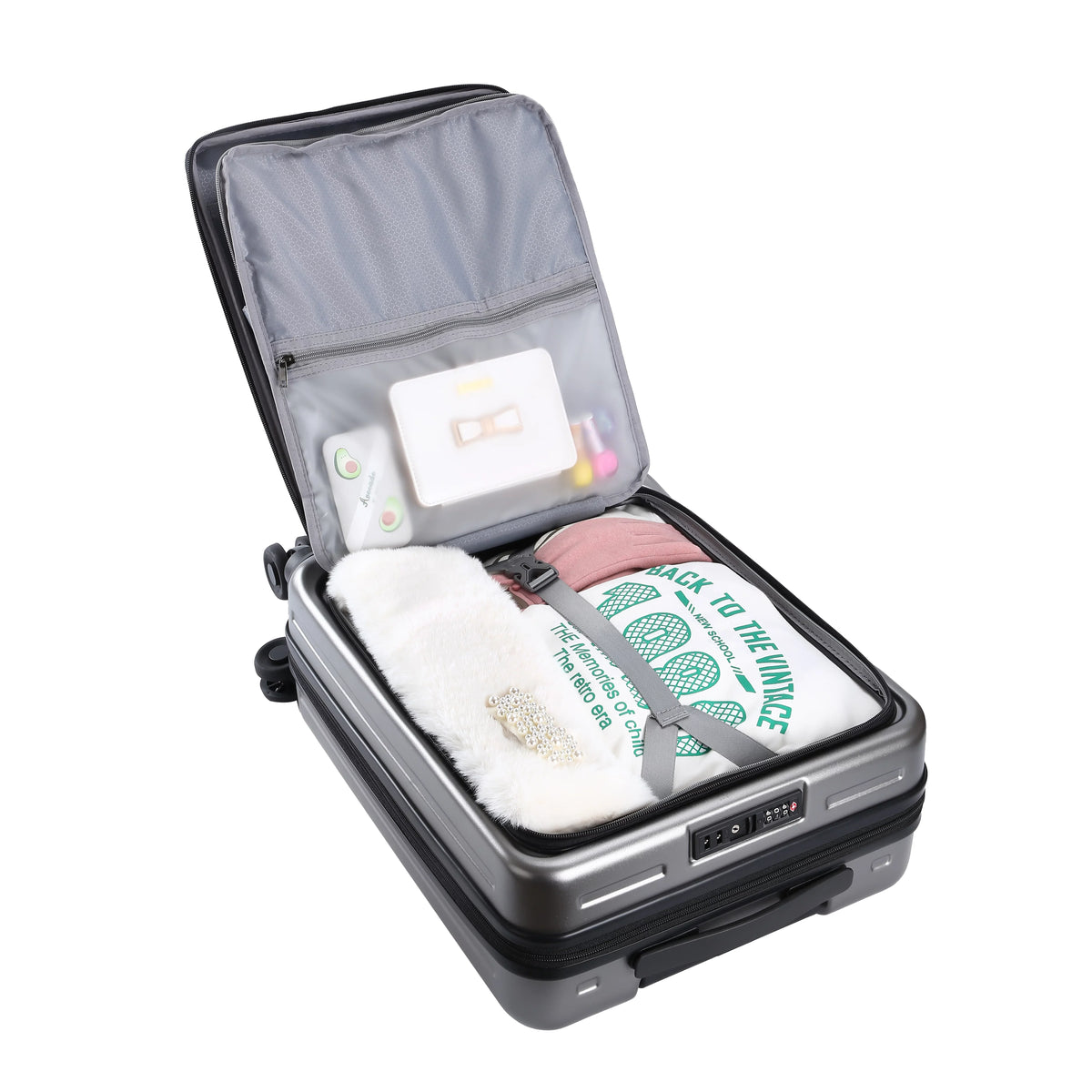 2 Piece 20/24 Luggage Set; Only 20 with Front Laptop Pocket & Expandle; Lightweight ABS+PC Hardshell Suitcase with TSA Lock & Spinner Wheels; 20 cm 37~41L + 24 cm 65L;Dark Grey