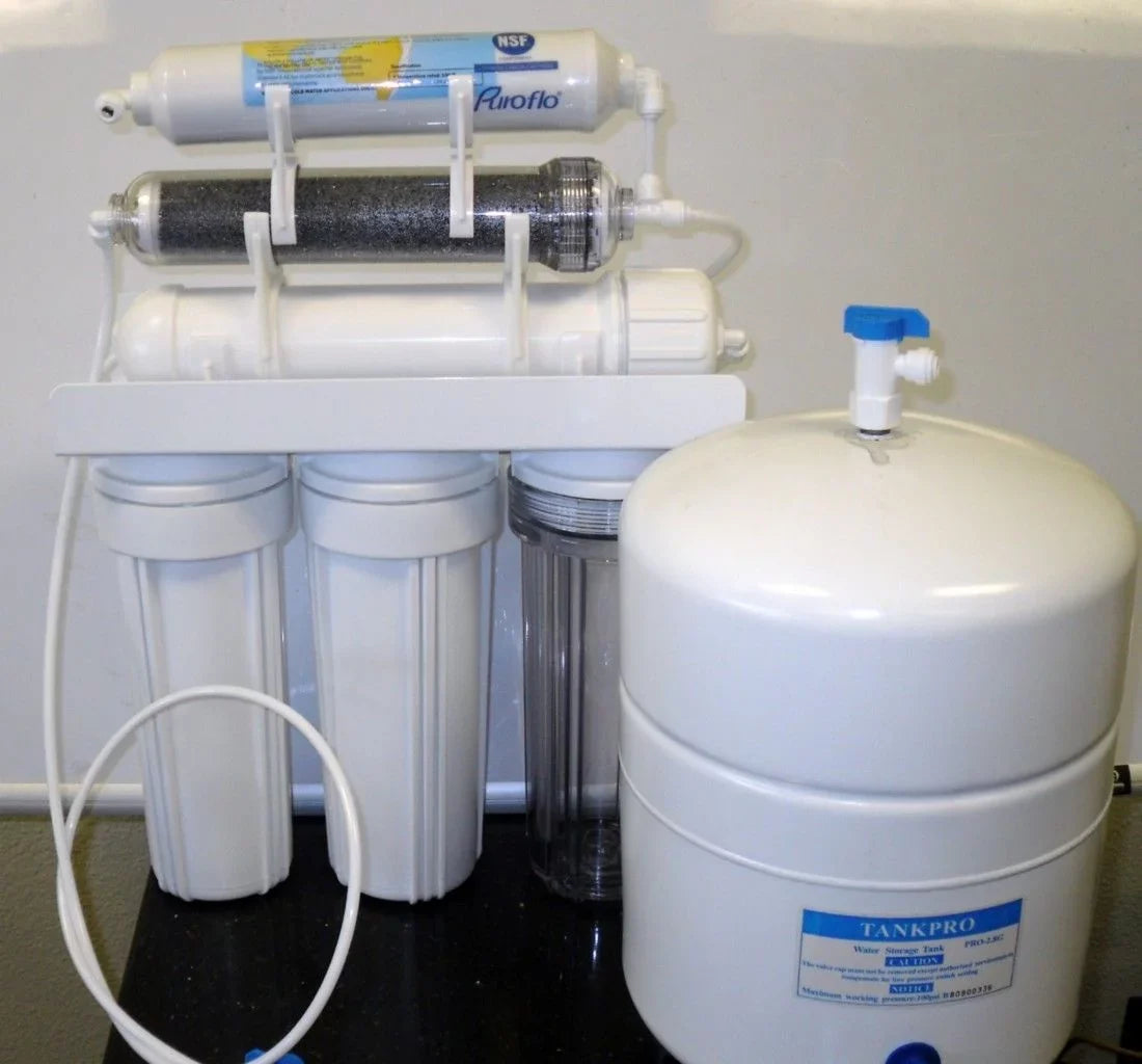 100 GPD - 6 Stage Dual Outlet Use (Drinking & 0 PPM Reef/Deionization) Reverse Osmosis Water Filter System (RO/DI) + Tank