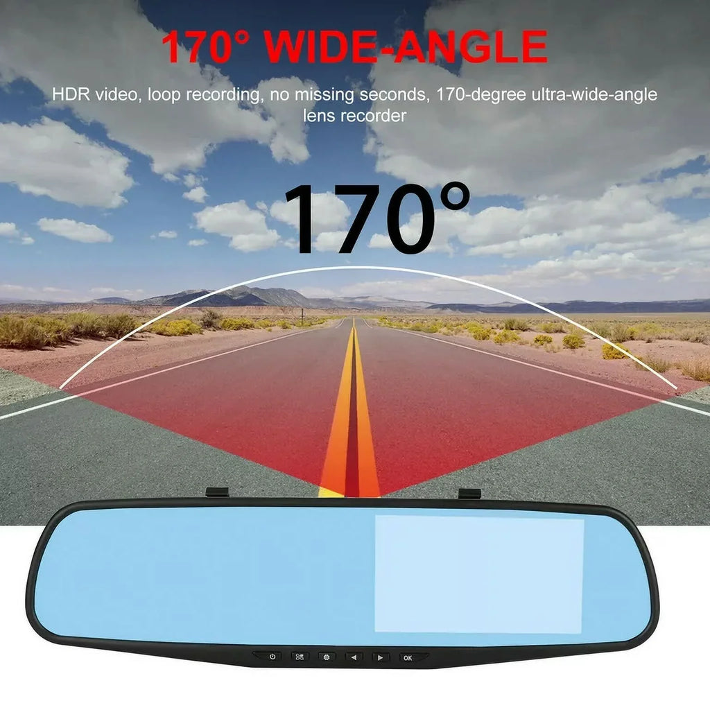 1080P Rearview Mirror Car Camera 4.3" Dash Cam for Cars Trucks; 170°Wide Angle Dual Lens Car Cam Front Rear DVR Monitor; Night Vision; Parking Monitor; G-sensor; Motion Detection