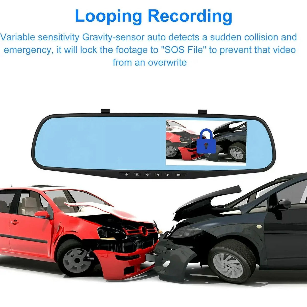 1080P Rearview Mirror Car Camera 4.3" Dash Cam for Cars Trucks; 170°Wide Angle Dual Lens Car Cam Front Rear DVR Monitor; Night Vision; Parking Monitor; G-sensor; Motion Detection