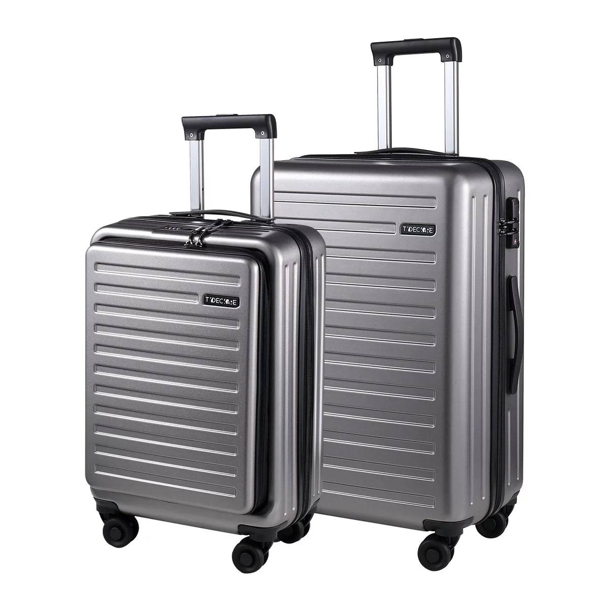 2 Piece 20/24 Luggage Set; Only 20 with Front Laptop Pocket & Expandle; Lightweight ABS+PC Hardshell Suitcase with TSA Lock & Spinner Wheels; 20 cm 37~41L + 24 cm 65L;Dark Grey