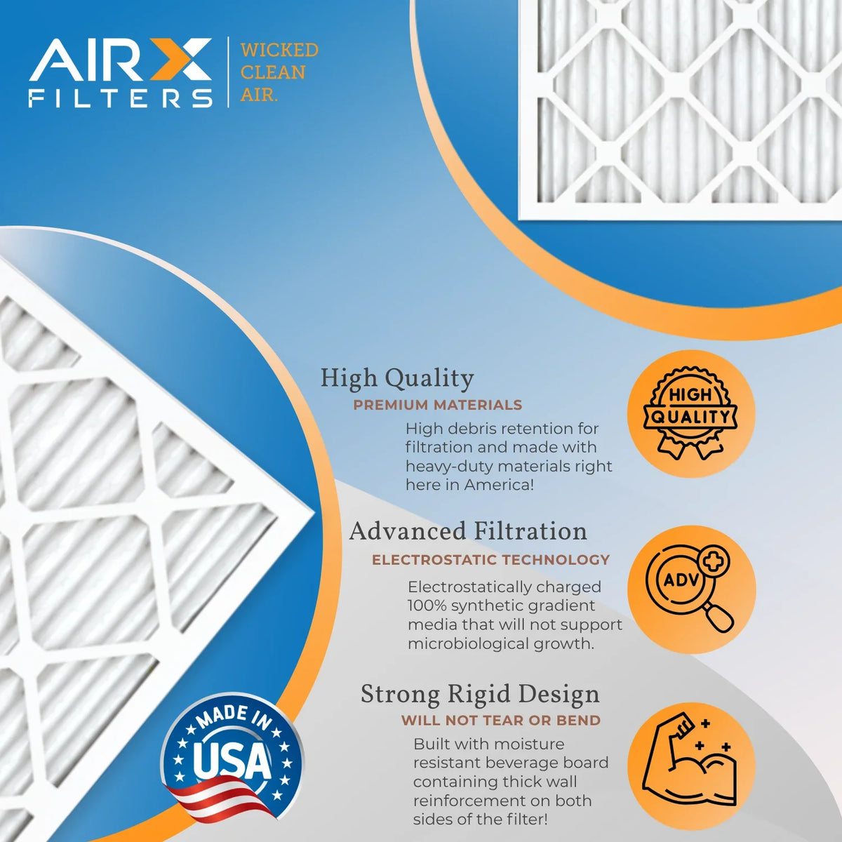 14x18x1 Air Filter MERV 8 Comparable to MPR 700 & FPR 5 Electrostatic Pleated Air Conditioner Filter 6 Pack HVAC AC Premium USA Made 14x18x1 Furnace Filters by AIRX FILTERS WICKED CLEAN AIR.